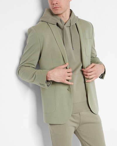 NEW EXPRESS $248 SOLID GREEN SLIM KNIT SUIT JACKET SZ 40R - Picture 2 of 8