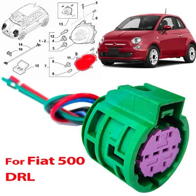 AUTOXBERT Arnés de enchufe conector lámpara luz de circulación diurna DRL para Fiat 500 2007-2025