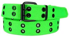 Monster Green Premium Double Row Grommet Belt 2 Hole Canvas Web Stud