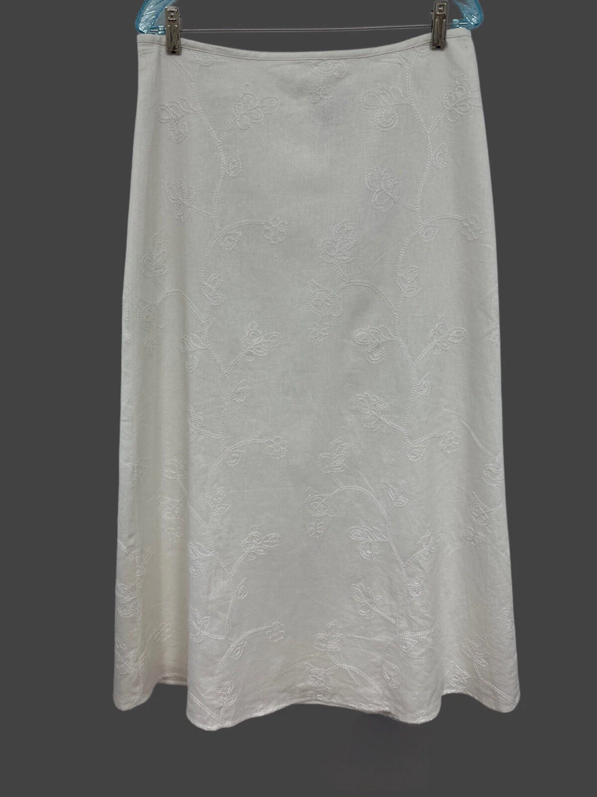 Carole Little Woman SZ 10 Linen Blend Long Floral Embroidery LagenLook Skirt