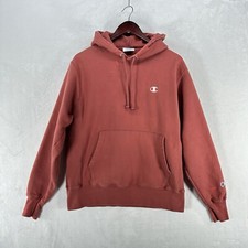 Vintage Champion Sweatshirt Mens Medium Clay Red Reverse Weave Hoodie Y2K