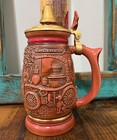 Vintage Avon Tribute To American Firefighters Beer Stein Fire Bell Lid Collector