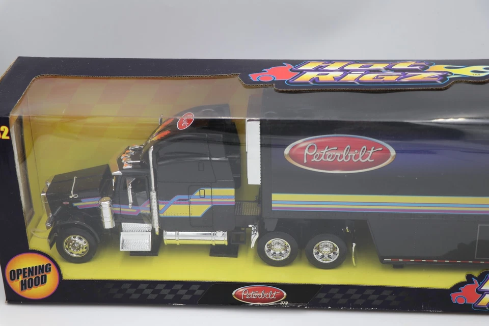 Jada Toys Hot Rigz 23161 Peterbilt 379 Semi Tractor Trailer Black 1:32 NEW Seald - Image 3 of 4