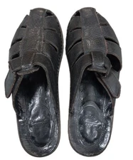 Easy Spirit Womens Sz 8.5 Leather Upper Black Strappy Comfort Slip On Sandals