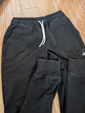 Womens Reebok Athletic Track Pants Small Black Elastic Drawstring Side Pockets
