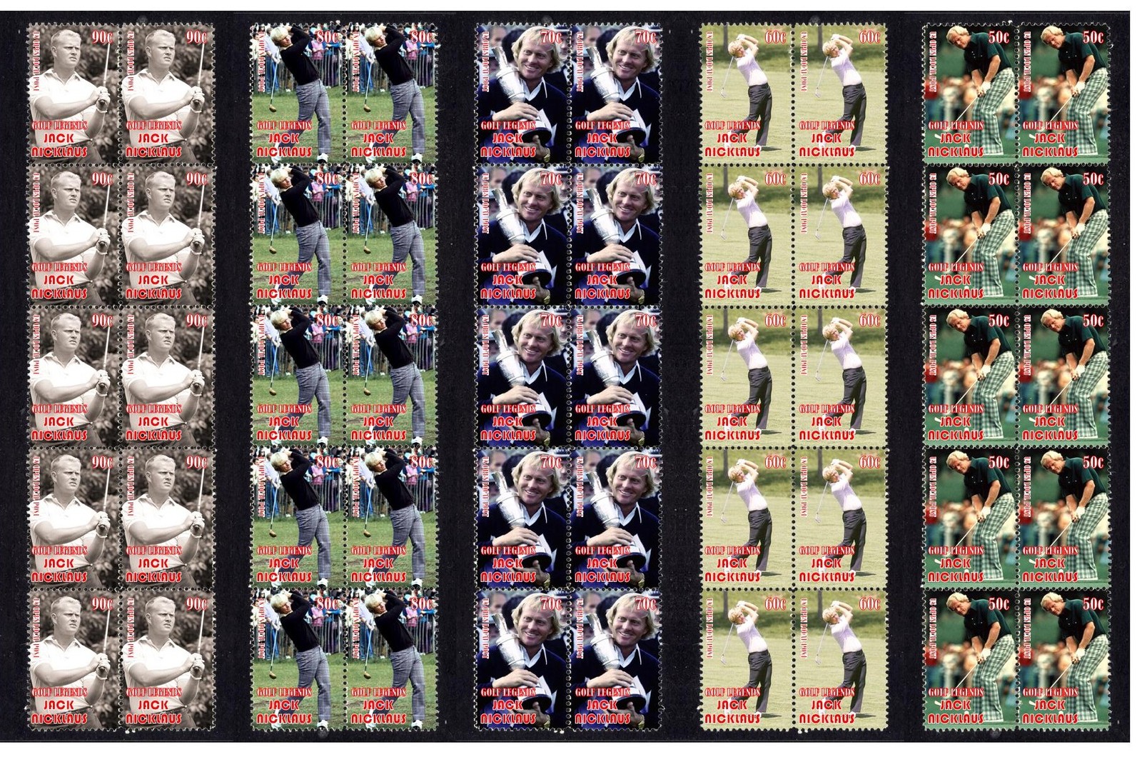 Legend Set Of 5 Mint Stamp Strips