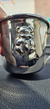 Baby Cup Silverplated brass With Embossed Teddy Bear Single Handle. 2.5"