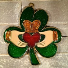 SHAMROCK With CLADDAGH SUNCATCHER IRISH ST. PATRICK'S DAY SUNCATCHERS 3 in