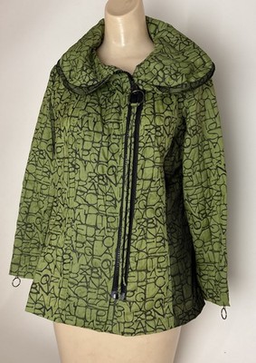 IC Collection Connie K Green Wire Stand Collar Art To Wear Jacket Sz S lightweig