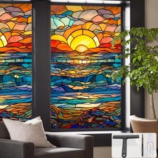 Window UV Protection Privacy FilmNonAdhesive Static Cling Decorative Window F...