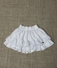 Y2K Abercrombie  Fitch Cotton White Polka Dot Ruffle Tier Mini Skirt Sz Xs