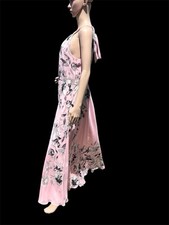 Eliza J Chiffon Maxi Dress Floral Pink Fully Lined Halter Tie Neck Zip Women 10