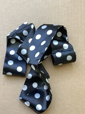 2 Satin Scarf Handbag Handle Protector Head Scarf, Wrist Wrap Tie Black Dotted