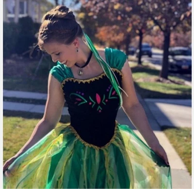 Adult Womens Frozen Queen Anna Costume Cosplay Party Gown Princess Fancy Dress