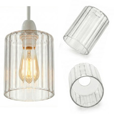 Modern Ceiling Pendant Light Shade Easy Fit Chandelier Ribbed Glass Lampshade