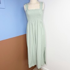 Calvin Klein Sage Green Smocked Midi Dress Size 4