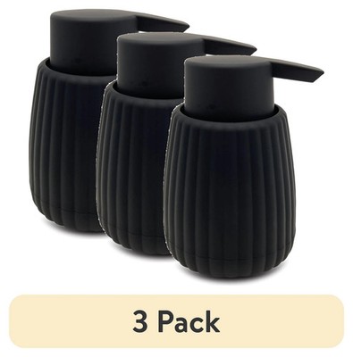 3 pack)  Rubberized Plastic Ribbed Soap Pump, Black