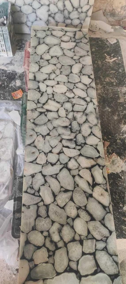 White Agate, Coffee Table Slab, Handmade, Gemstone Inlay, Luxury Home Décor - Image 3 of 4