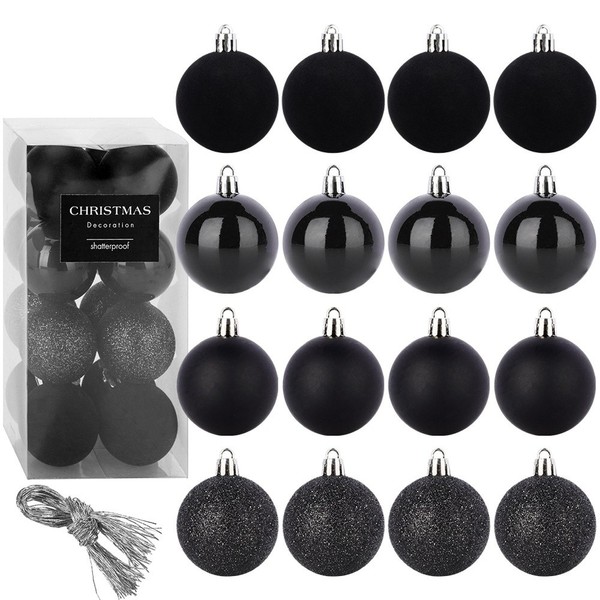 Weihnachtskugeln Christbaumschmuck Baumkugeln Bruchsicher Schwarz 5Cm 16Stk-image