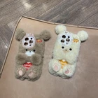 Plush Case For iPhone Samsung Warm Fluffy 3D Doll Love Bear Cartoon Phone Cover