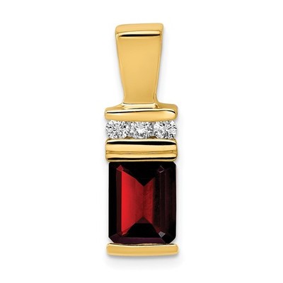 14K Gelbgold 8x6mm Smaragdschliff Granat AA Diamant Plättchen Anhänger 2,04g für Mama