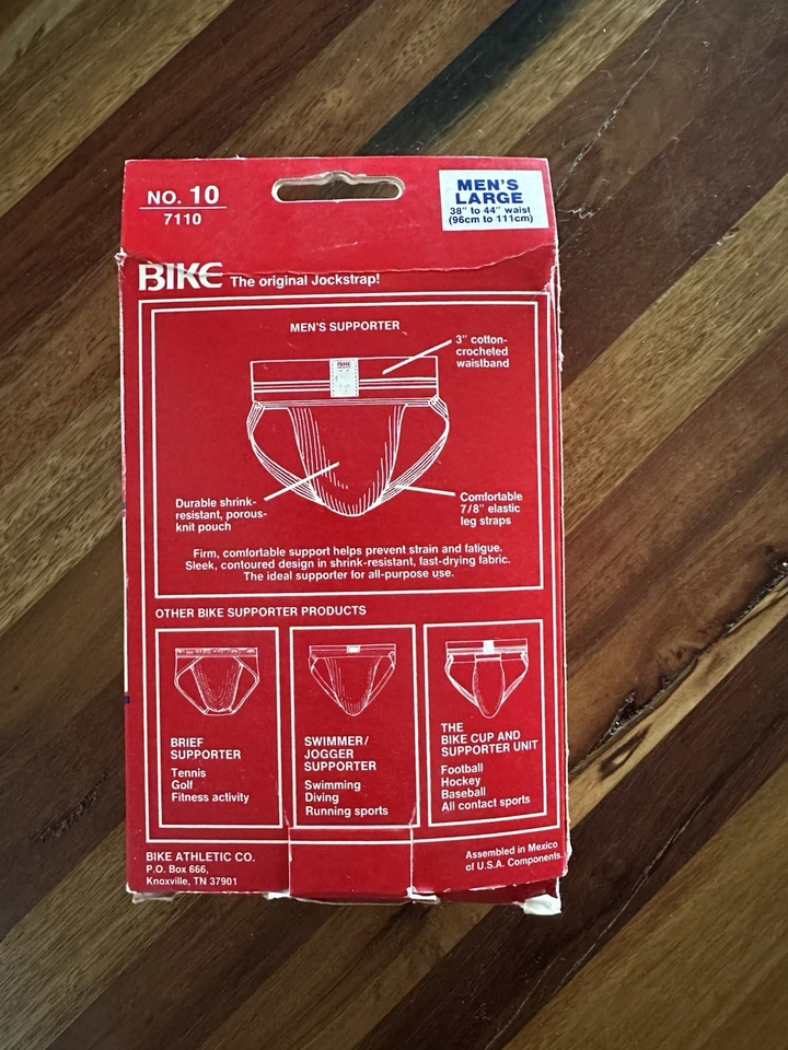 Bicicleta atlética vintage adulto suporte jock jockstrap tamanho GRANDE EUA feito NOVO NA CAIXA - Imagem 2 de 4
