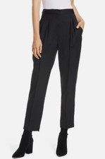 NILI LOTAN Black Lia Pleated High Rise Waist Adjustable Stretch Wool Pants 8  M