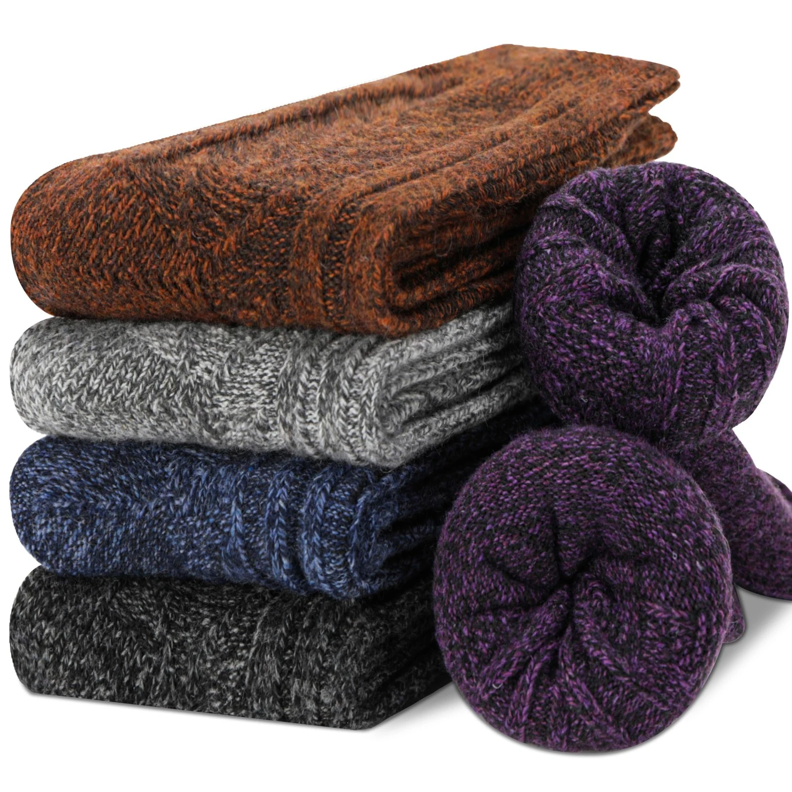 EBMORE 5 Pairs Merino Wool Socks for Women One Size, Assored Vintage(5 Pairs)