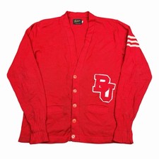 Vintage Boston University Dehen Knitting Co Letterman Cardigan USA Made Size 48