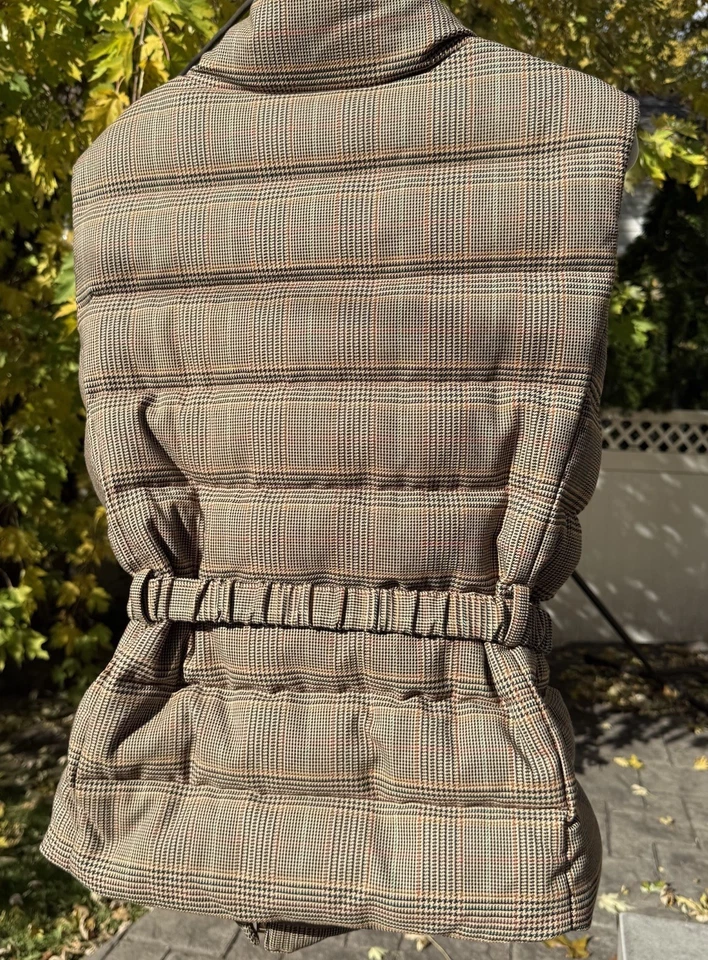Chaleco Ralph Lauren Para Mujer Glen A Cuadros Acolchado Tweed Abajo Marrón Talla 18 Nuevo con Etiquetas $345 Foto 3 de 4