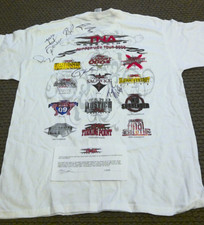 Collectors TNA Wrestling 2009 White XL Shirt With 12+Autographs & COA RARE!
