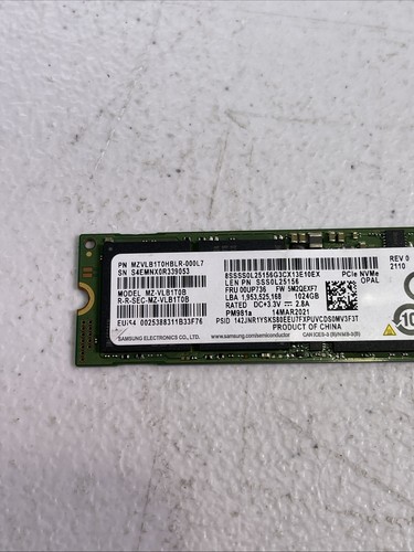 Samsung 1TB M.2 NVMe SSD PCIe OPAL MZVLB1T0HBLR-000L7 (Model: MZ-VLB1T0B) !READ! - Afbeelding 2 van 4