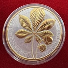1 Troy OZ .9999 Silver 2021 Germania Chestnut Leaf 24K Selective Gilding by SFS
