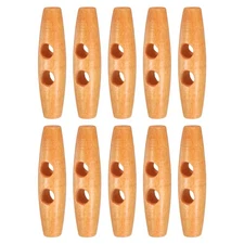 10PCS Wooden Toggle Buttons, 2x0.5in Natural Olive Shape Buttons [Beige]