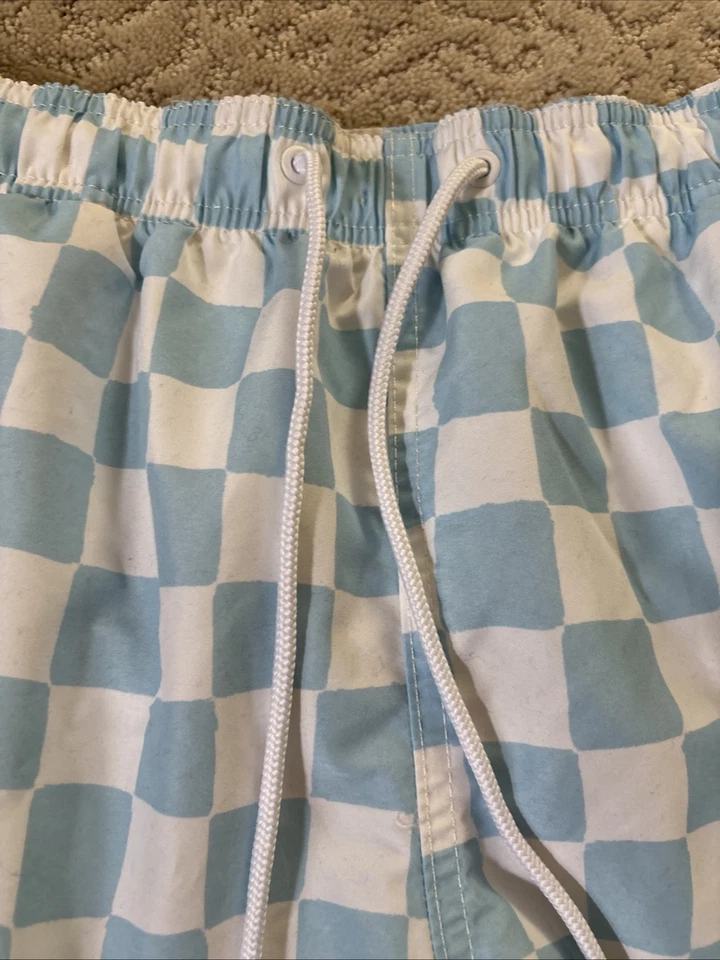 Bañador H&M Hombre Talla Mediana Azul Claro y Blanco A Cuadros Foto 2 de 4