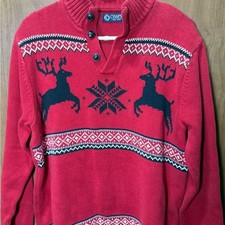 Chaps Festive Red Crewneck Sweater size M Reindeer Quality 100 cotton