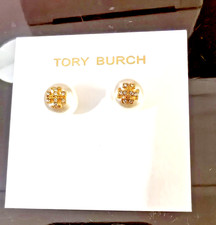 Authentic Tory Burch white pearl stud Zircon inlay earrings