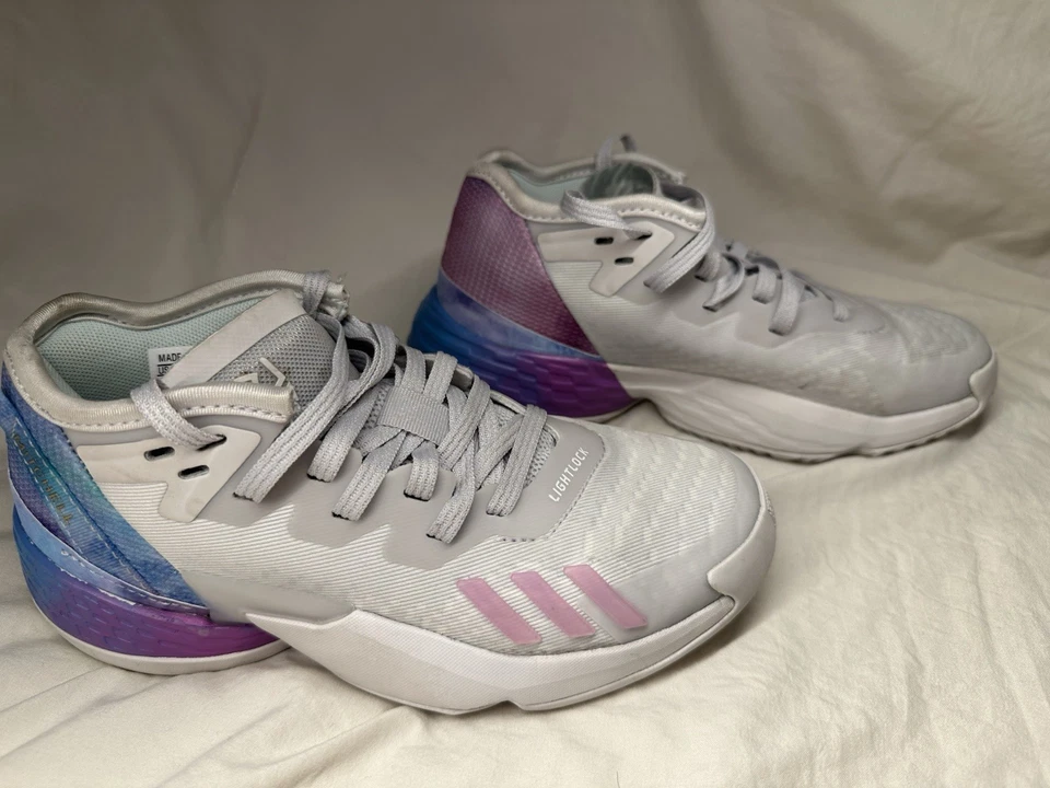 Adidas Basketball D.O.N. Issue 4 Donavan Mitchel white-gray purple Kids Size 1 - Image 2 of 4