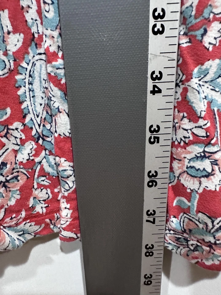 Vestido feminino Old Navy XL coral azul-petróleo floral manga curta gola redonda balanço elástico - Imagem 3 de 4