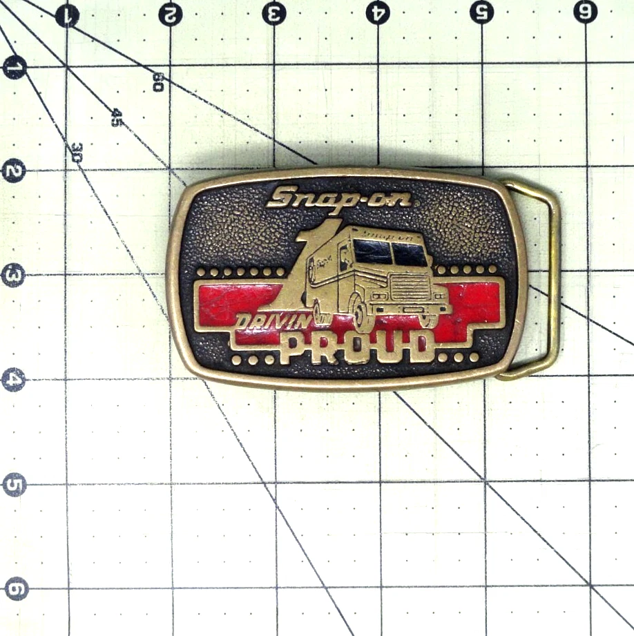 Snap-On 1 Drivin Proud 工作皮带扣移动特许经营黄铜复古 BTS .GMP232 — 第 3/4 张图片