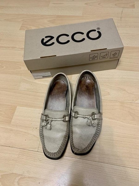Women Ecco Loafers Grey Leather 37 #3SMZ