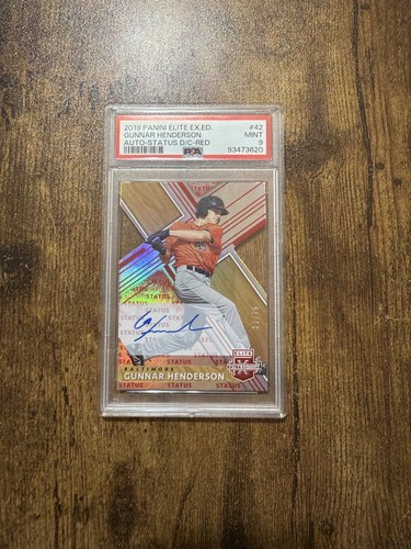 Gunnar Henderson Rookie Panini Elite 2019 Auto D/C-Red #42 PSA 9 Serial #37/75