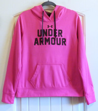 Under Armour Hot Pink Semi Fitted Women's Hoodie L/S Sweatshirt Top SZ L