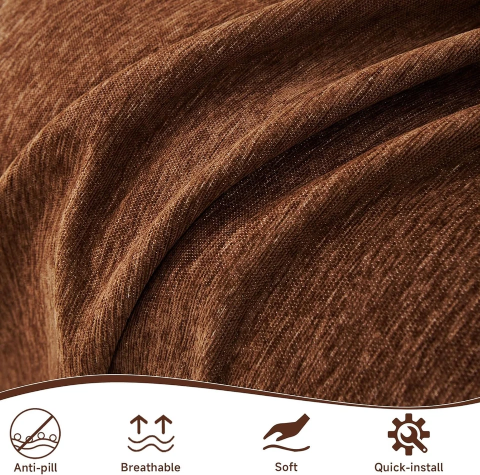 Chocolate Sofa Cover for 2 Cushion Couch, Washable Protector 71''x118 - Image 3 of 4