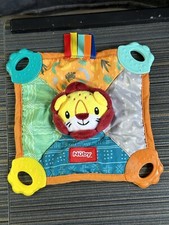 Nuby Lion Baby Lovey Teether Security Blanket 8"x 8" Ribbons