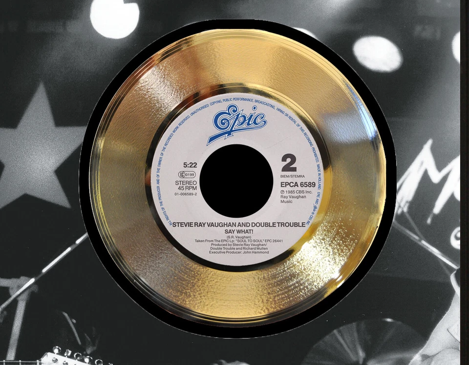 Stevie Ray Vaughan Say What Poster Framed Gold 45 Record Display - Image 2 of 4