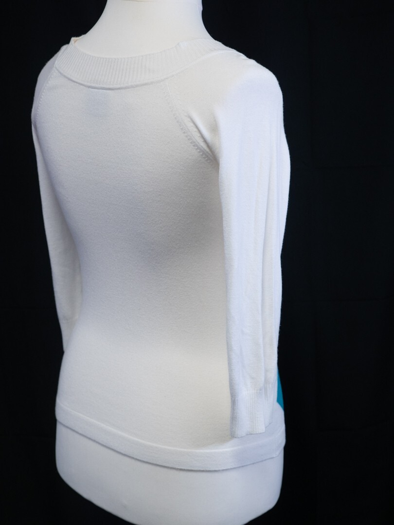 Next Women's Scoop Neck Jumper White/Turquoise UK12 Pre-Owned image 5