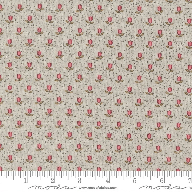 Antoinette Champagne Small Floral Smoke by French General for Moda 1/2 Yard