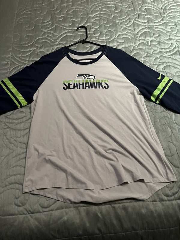 Seattle Seahawks Ladies XL Nike 3/4 Sleeve Grey/Blue T-Shirt