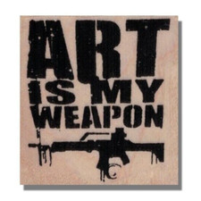 Rubber Stamp, BANKSY Art Is My Weapon, Words,Saying,Media,Artistic,Phrase,Gun,sm